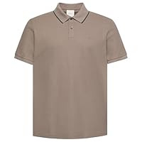 Calvin Klein Men's Short Sleeve Refined Pique Tipped Classic Polo, Taupe Tone, Large