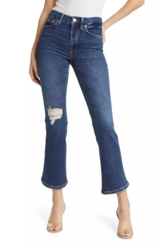 Good American Good Legs Ripped Cropped Mini Boot Jeans in Indigo Size 2/26, Blue