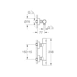 GROHE Precision Get - Thermostatic Shower Mixer - Wall Mounted - Ergonomically Shaped Metal Handles - Safety Button at 38°C - Temperature Limiter at 43°C - EcoButton - Water Saving - Chrome - 34773000 - Image 4