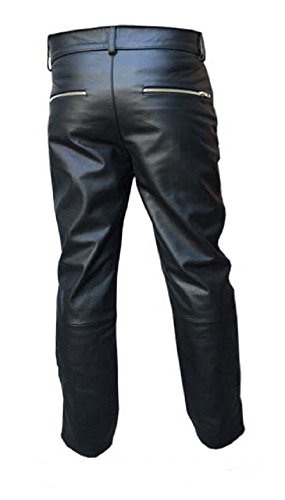 Mens Sexy Real Black Leather Motorcycle Bikers Pants Jeans Trousers Gay2