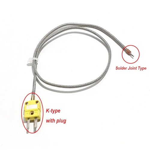 Sensor termopar tipo K de 4m para alta temperatura 0-1000 ℃ con conectores 2