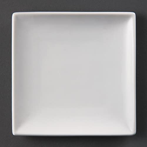 Olympia Whiteware Assiettes carrées 140 mm (lot de 12), porcelaine vitrifiée blanche, résistante...