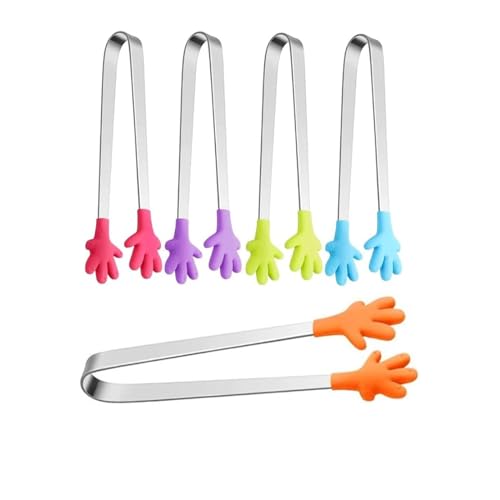 LIANRISES 5pcs Sweet Tongs Mini Tongs Ice Tongs Small Tongs Sugar Tongs Silicone Tongs Stainless Steel