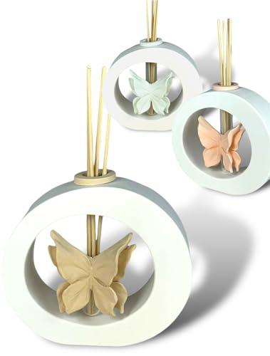 bomboniera profumatore farfalla design in marmo 11x12 con scatola nastro di colore a scelta, profumo a scelta, confetti Crispo di prima qualità e bigliettino personalizzato