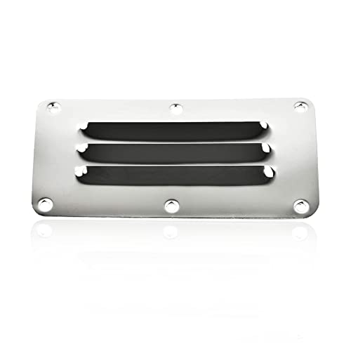 MARINE CITY Stainless-Steel Boat Sturdy Durable Smooth Gloss Finish Polished Vent Rectangle Stamped Louvered Air Cover Ventilation for RV Marine Boat Yacht Hardware Accessories (2-1/2” × 5”)