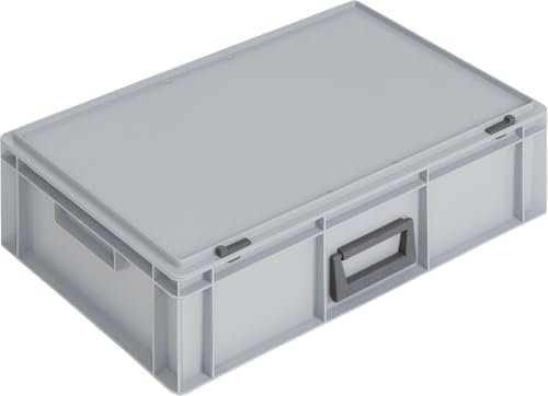 Générique Coffres plastiques empilables norme Europe - 11 à 43L - Bacs de rangement solides en PP - Gris - Plusieurs tailles - 400x300 mm ou 600x400 mm (600 x 400 x 183 mm)