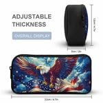 U.S. Flag Ea-gles Flying 3 Pcs Backpack Set Trendy Travel Bag with Portable Lunch Box Pencil Bags Gifts for Picnic Work4