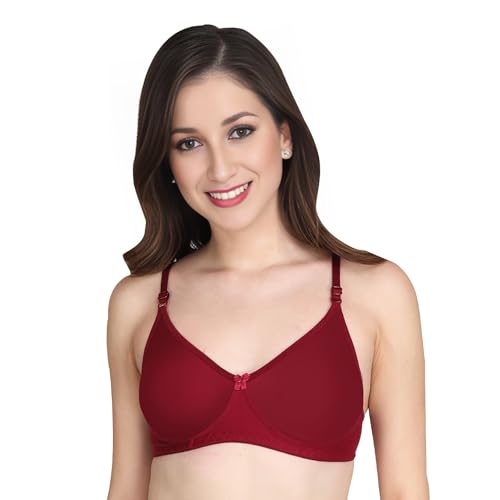 Image of Padded Everyday Bra for Women - Made of Pure Cotton Full Coverage Non Wired Seamless Pushup Soft Cup for T-Shirt Saree Dress Sports Garment for Daily Use Everyday