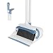 CQT Broom and Dustpan Set with Handle, Brush and Dustpan Set for Home Kitchen Cleaner Floor Sweeping Upright Stand Up Dust pan Cleans Combo (Brown)