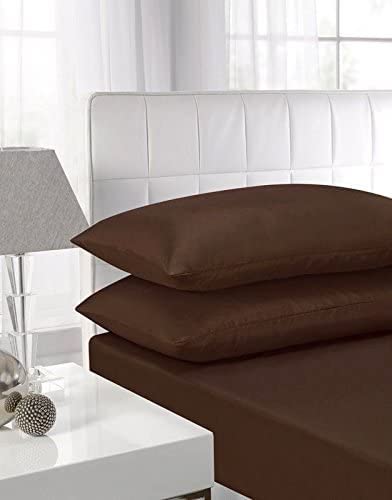 Plain Extra Deep Polycotton Fitted Sheet 40cm (Chocolate, King)