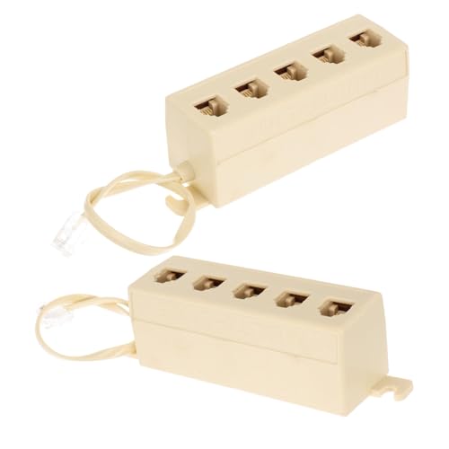 Uonlytech 2pcs Way Telephone Splitter Adapter Easy Installation Landline Junction Box Stable Signal Transmission for Multiple Phone Lines Compatible Pc Devices