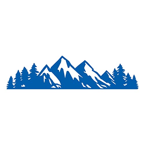 Image of Mountain Tree Forest Vinyl Decal for Car (Azure Blue) (Set of 2) RV Camper Waterproof Small Mountain Car for Bumper Door Panel Car Decal Laptop Tuber Wall Window Phone Mug Accessory Decoration