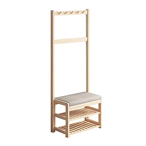 Perchero de entrada 3 en 1 con banco de zapatos, colgador y 5 ganchos, exquisito perchero para ropa, almacenamiento duradero de zapatos, elegante nizer (A: 74 x 31 x 172,5 cm, B: 84 x 31 x 172,5 cm)