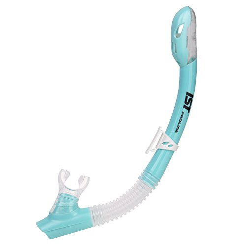 IST Kids Dry Top Snorkel, Youth/Junior Size Scuba Diving & Snorkeling Gear, Hypoallergenic (White/Teal)