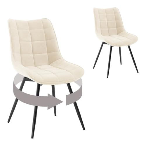 WOLTU Esszimmerstühle drehbar 2er Set Küchenstuhl Polsterstuhl Wohnzimmerstuhl Sessel mit Rückenlehne, Sitzfläche aus Samt, Metallbeine, Beige EZS86be-2 WOLTU Esszimmerstühle drehbar 2er Set Küchenstuhl Polsterstuhl Wohnzimmerstuhl Sessel mit Rückenlehne, Sitzfläche aus Samt, Metallbeine, Beige EZS86be-2