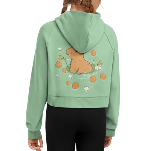 Girl's Fashion Hoodies Long Sleeve Half Zip Up Cropped Unisex Kid Sweatshirts Hooded with Pocket Pullover Tops2