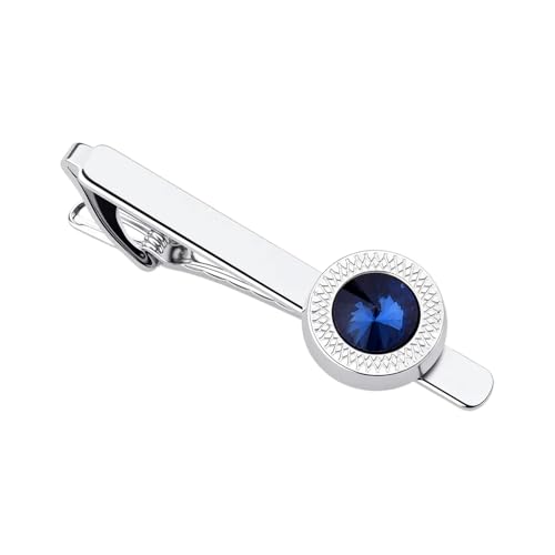 Mens Navy Blue Rhinestone Necktie Clips for Wedding Business Party Tie Clip for Men Tuxedo Dress Shirt Tie Bar Neckties Accessories Fashion Crystal Lapel Pins
