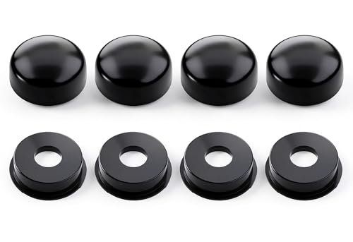 MEAJOO 4-Sets License Plate Screw Caps, Bolt Covers for Car Truck SUV RVs Vans Motorcycle, Rustproof Plastic Fastener Covers for License Plate Frames (Black)