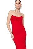 Trendyol Damska sukienka wieczorowa TPRSS21AE0121, czerwona, 32, czerwony, 32