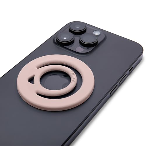 Grip magnétique iPhone Pro Max double face silicone beige clair pour une prise stable