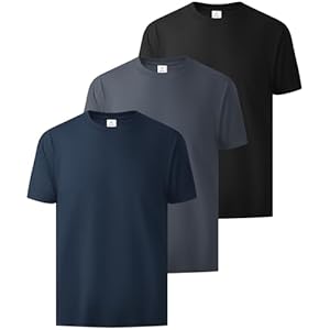 ZITY 3 Pack Men's T-Shirts Cotton Crew Neck Basic Tee Short Sleeve Soft Casual Shirts Summer Tops Black+gray+dark Blue Small