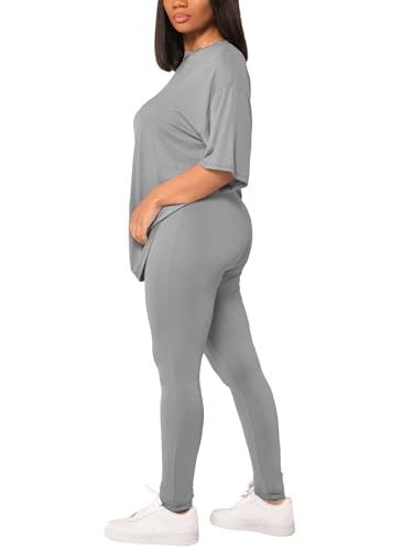 HBQ Women 2 Piece Outfits Summer Sweatsuits Drop Shoulder Tracksuits Biker Short Workout Jogger Sets - Image 4