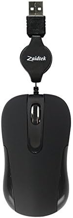 Zaidtek HM5079 USB Retractable Cable Mini Optical Mouse or Portable Travel Mouse For PC Laptop ---black (Rubber Black)