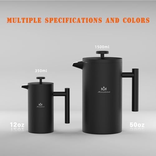 Miscedence French Press Coffee Maker, 4-Layer Filtration, Double Wall 304 Stainless Steel Coffee Press, Heat Resistant Rust-Proof, Multi-Use for Coffee Tea Espresso Home Office Travel - 5