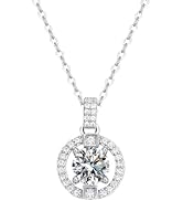 zemlite 14K Gold 1 Carat Round Cut D-Color VVS1 Diamond Necklace, Elegant and Meaningful Gift for...