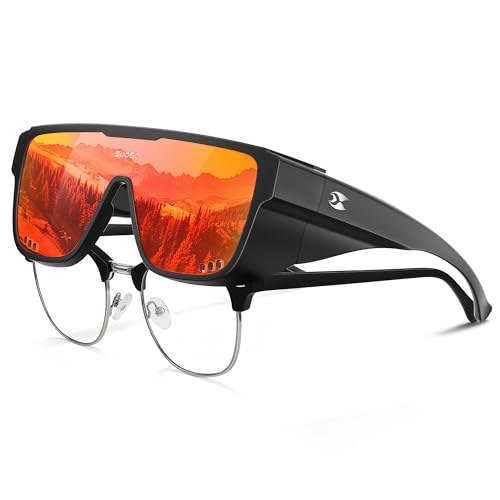suoso Polarized Fit Over Glasses Sunglasses for Men Women Oversized Square Glasses UV Protection with Side Window Shields