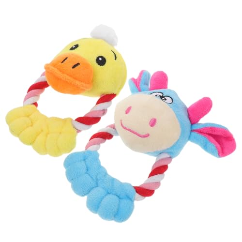 MOTHNUR 2個入りペット用発声磨牙 ソフト素材の子犬用噛むおもちゃ 小中型犬種対応 かわいい動物型インタラクティブトイ 歯ぐきケアと遊び