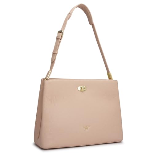 Image of Da Milano Women's Leather Shoulder Bag - Pink