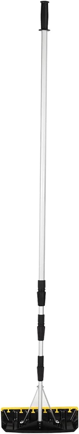 Snow Rake 21ft Telescopic Roof Rake Roof Snow Rake, Extension Light Weight Aluminum Rake, Snow, Wet Leaves, Debris Removal Tool,Safe and Labor-Saving,6.5Ft-21Ft (Color : Black)