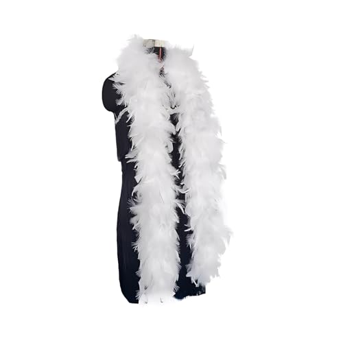 Image of YREYBN White Feather Boa, 40 Grams 2MWhite Feathers, Feather Boas Whites Feather Boa Turkey Feathers for Dancing, Carnival,Christmas,Wedding Centerpieces,Costume,Concert and Home Decoration (White)