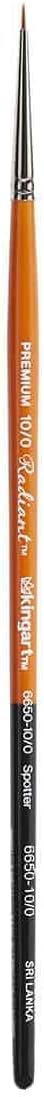 Premium Radiant 6650-10/0 Spotter Series Artist Brush, Synthetic Taklon Hair, Short Handle, for Acrylic, Oil and Watercolor Painting, Size 10/0