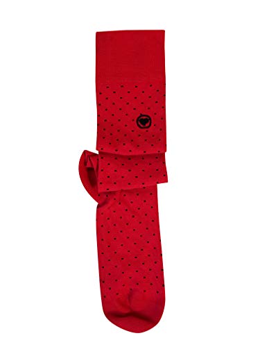 Men's Over The Calf Red Polka Dot Dress Socks by Love Sock Company Biz Dots Knee High Red