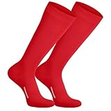 Outus Baseball Soccer Socks Athletic Softball Football Sports Knee High Socks for Youth Boys Girls Adult(Red,Medium)