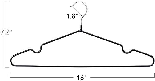 HOUSE DAY Kleiderbügel Schwarz 40 Stück Gummibeschichtet Metall Kleiderbügel Drahtbügel bügel rutschfest Platzsparend bügel Dünn 0,4cm Dick