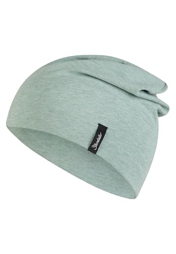 Sterntaler OCS Beanie Melange – Unisex Baby Mütze aus Melange-Singlejersey (Bio) – weiche Kopfbedeckung mit zwei Tragevarianten – lässige Übergangsmütze für Babys & Kinder – steingrün, Gr. 51