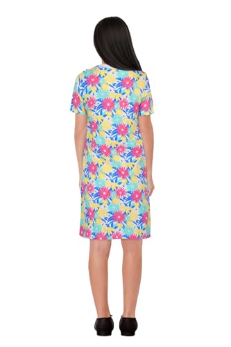 Image of Allen Solly Girls' Knee‑Length Dress | Soft Cotton‑Blend | Floral Print | Half Sleeves | Comfortable Everyday Wear for Kids