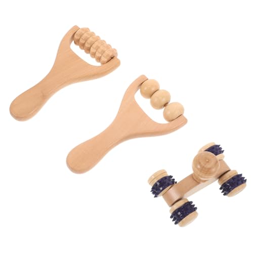 BUTIFULSIC Foot Massager Rollers Back Massager Shoulder Massager Natural Wood Material Portable