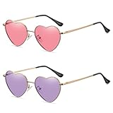 masanoya 2 Stück Herz-Sonnenbrillen für Frauen, Liebesform, Metallrahmen, niedliche Sonnenbrille,...