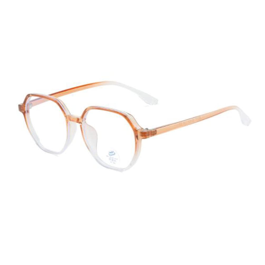 Weloveushop Polygonal Frame Gradient Anti-Blue Light Glasses Computer Phone Flat Light Goggles Gradually Tea Frame