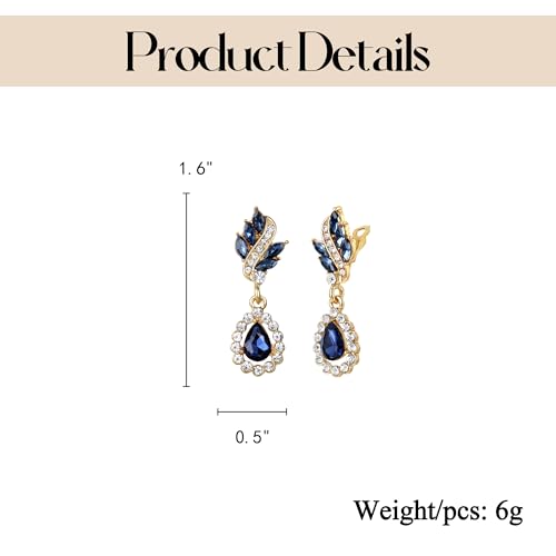 Aretes de gota con cristal austriaco y cierre de clip miniatura 5
