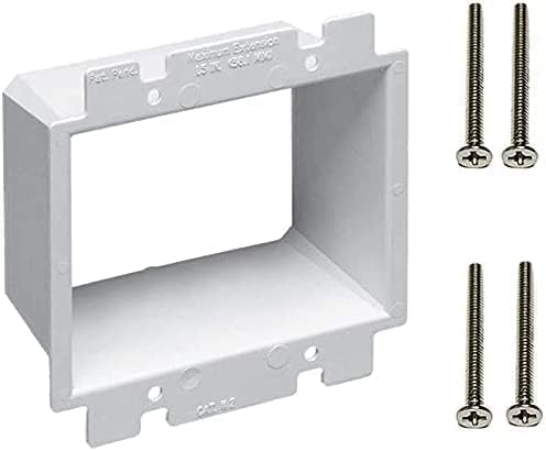 iMBAPrice BE2-2 (2-Gang) Electrical Power Outlet Box Extender - White, 2-Pack (Made in USA)