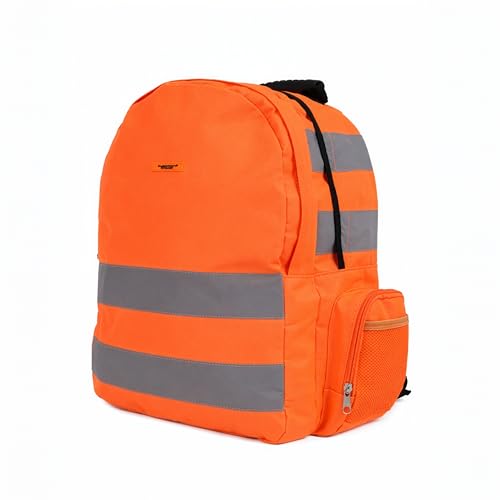 Image of HuntaDeal Hi Vis Backpack Adjustable Rucksack Bag | High Visibility Safety Reflective Work Cycle Hiking Walking Heavy Duty 25L Capacity, Orange