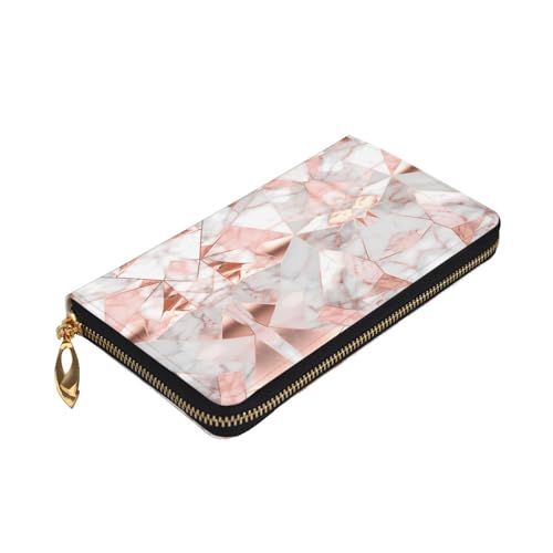 Stylish rose gold marble Pattern Leather Wallet - Long Clutch for Women, RDurable Material, 12 Card Slots, Zipper Compartments3