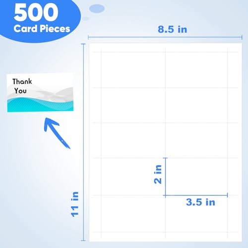 Thick Business Cards 500 Printable Business Card, 3.5" x 2" Business Card Paper Compatible with Laser & Inkjet Printer, Double-sided Printing, Heavyweight, Matte White Paper, (10 Cards/Sheet)