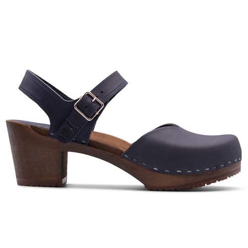 Image of Sandgrens Handmade Swedish Wood Clogs for Women, High Heel Sandal | Victoria
