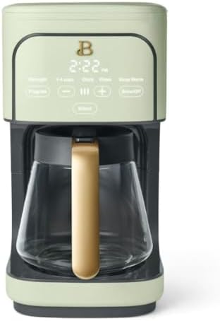 B - 12-Cup Programmable Coffee Maker with Touch Controls, Auto Brew Timer, Reusable Filter, Large Glass Carafe, Countertop Coffee Machine (Sage Green)